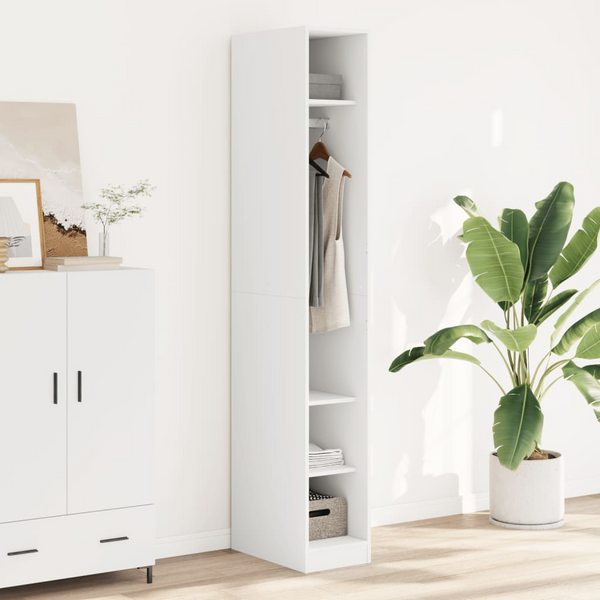 Slim White Wardrobe - 30x50x200 cm | Stylish & Durable Engineered Wood Closet - Premium  from Home Treasures - Just £130.99! Shop now at Home Treasures