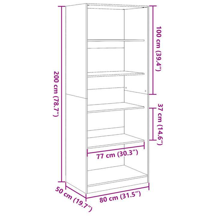 Stylish & Durable White Wardrobe - 80x50x200 cm | Engineered Wood with Ample Storage - Premium  from Home Treasures - Just £165.99! Shop now at Home Treasures