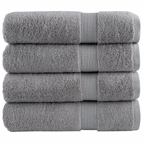 SOLUND Premium Bath Towels, Set of 4 - Luxurious 100% Cotton, Grey 100x150cm, 600gsm - Ultra Soft & Highly Absorbent, Machine Washable, OEKO-TEX Certified - Premium  from Home Treasures - Just £82.99! Shop now at Home Treasures