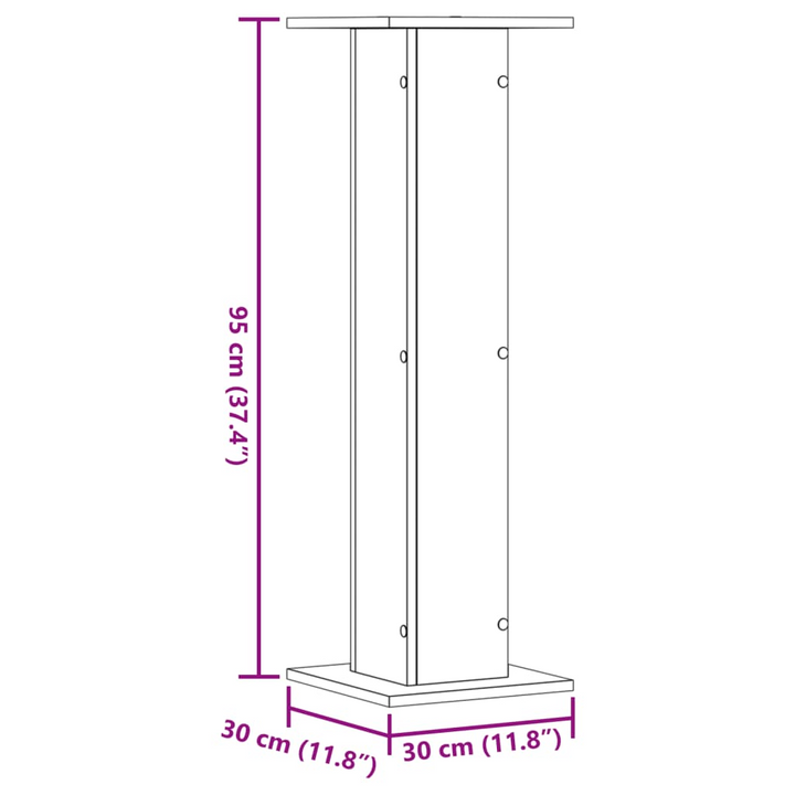 Set of 2 Grey Sonoma Speaker Stands - Engineered Wood, 95cm Height, 30x30cm Top Plate, 60kg Capacity - Premium  from Home Treasures - Just £77.99! Shop now at Home Treasures