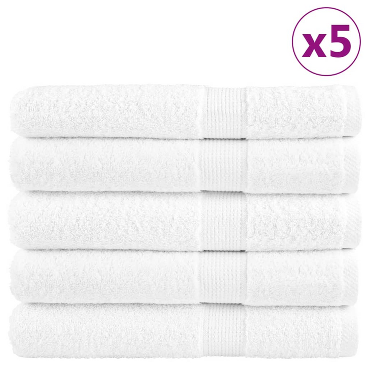 SOLUND Premium Towels, Set of 5 - 100% Cotton, Soft & Absorbent, White, 100x200cm, 600gsm, OEKO-TEX Certified, Machine Washable - Ideal for Home & Commercial Use - Premium  from Home Treasures - Just £657.99! Shop now at Home Treasures