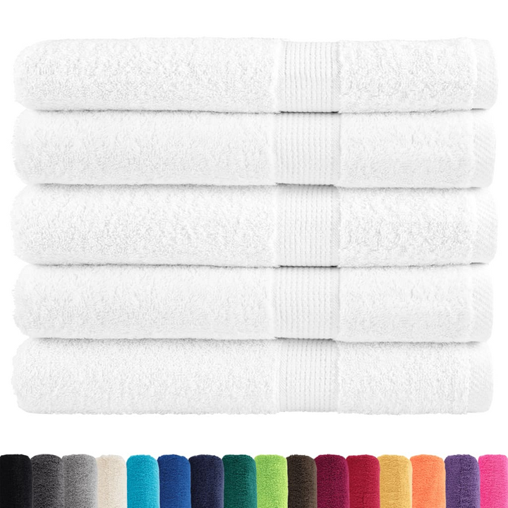 SOLUND Premium Towels, Set of 5 - 100% Cotton, Soft & Absorbent, White, 100x200cm, 600gsm, OEKO-TEX Certified, Machine Washable - Ideal for Home & Commercial Use - Premium  from Home Treasures - Just £657.99! Shop now at Home Treasures