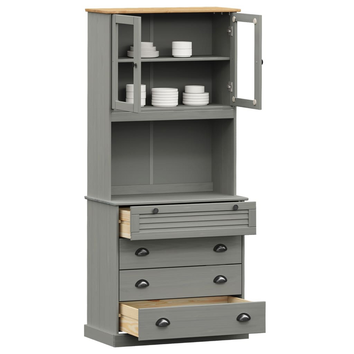 VIGO Highboard in Grey - Solid Pine Wood, 80x40x176 cm, Elegant Design and Ample Storage - Premium  from Home Treasures - Just £308.99! Shop now at Home Treasures