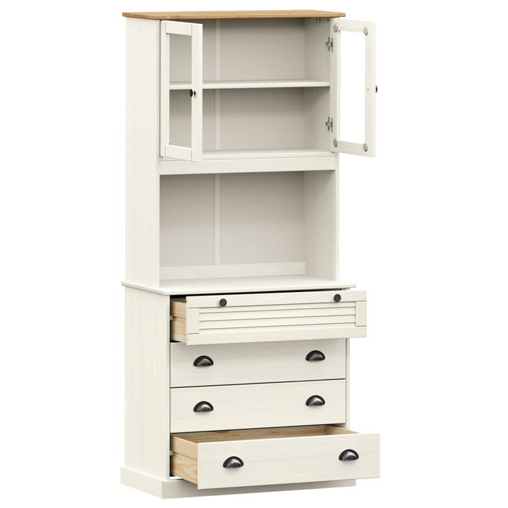 VIGO Highboard in White 80x40x176 cm | Solid Pine Wood Buffet Cabinet with Glass Doors and Ample Storage - Premium  from Home Treasures - Just £361.99! Shop now at Home Treasures