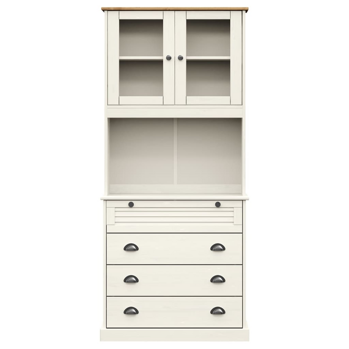 VIGO Highboard in White 80x40x176 cm | Solid Pine Wood Buffet Cabinet with Glass Doors and Ample Storage - Premium  from Home Treasures - Just £361.99! Shop now at Home Treasures