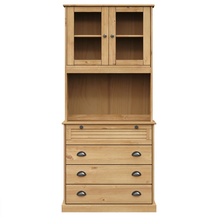 VIGO Highboard | 80x40x176 cm | Elegant Pine Wood Storage Cabinet with Glass Doors & Metal Handles - Premium  from Home Treasures - Just £334.99! Shop now at Home Treasures