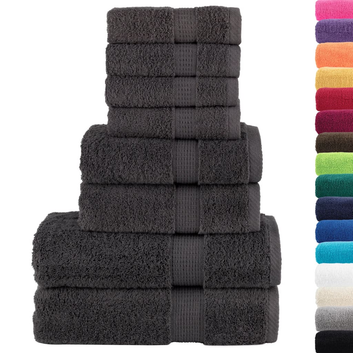 8 Piece Premium Towel Set SOLUND Anthracite 600 gsm - Ultra-Soft, Highly Absorbent, OEKO-TEX Certified - Premium  from Home Treasures - Just £59.99! Shop now at Home Treasures