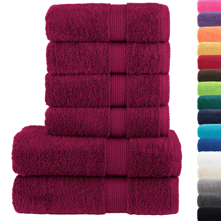 6 Piece Premium Towel Set SOLUND Bordeaux 600gsm - Luxuriously Soft, Absorbent & Durable Cotton Towels - Premium  from Home Treasures - Just £64.99! Shop now at Home Treasures