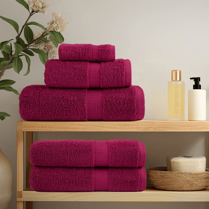 6 Piece Premium Towel Set SOLUND Bordeaux 600gsm - Luxuriously Soft, Absorbent & Durable Cotton Towels - Premium  from Home Treasures - Just £64.99! Shop now at Home Treasures