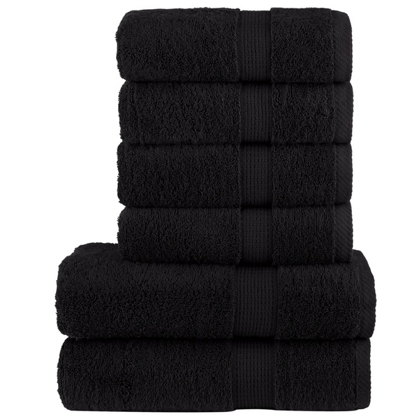 SOLUND 6 Piece Premium Towel Set in Black - 100% Cotton, 600 GSM - Super Soft, Absorbent & Durable - Certified by OEKO-TEX STANDARD 100 - Premium  from Home Treasures - Just £62.99! Shop now at Home Treasures