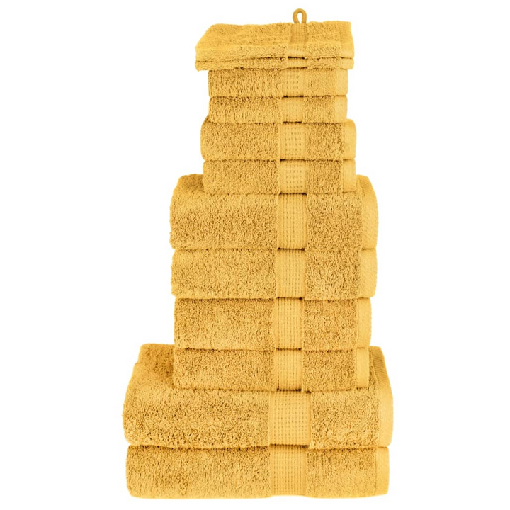 SOLUND 12 Piece Premium Towel Set Gold 600 gsm - Soft, Durable, Machine Washable, and Highly Absorbent Towels for Home and Spa Use - Premium  from Home Treasures - Just £64.99! Shop now at Home Treasures