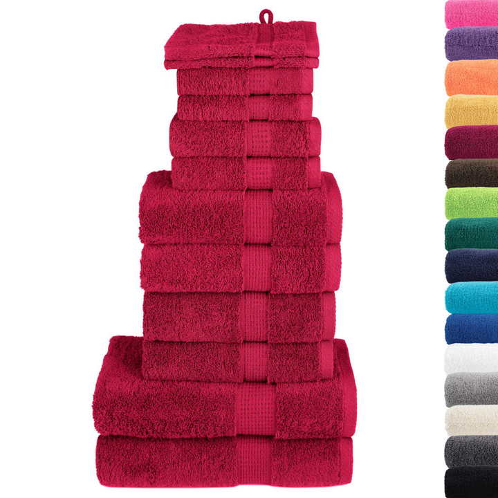 12 Piece Premium Towel Set SOLUND Red - Luxurious 600 GSM Cotton Towels for Home & Spa - Premium  from Home Treasures - Just £73.99! Shop now at Home Treasures