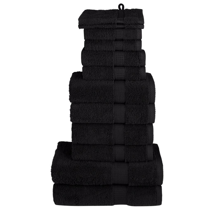 SOLUND 12 Piece Premium Black Towel Set 600 gsm - Luxury Cotton Towels for Home & Commercial Use - Premium  from Home Treasures - Just £83.99! Shop now at Home Treasures