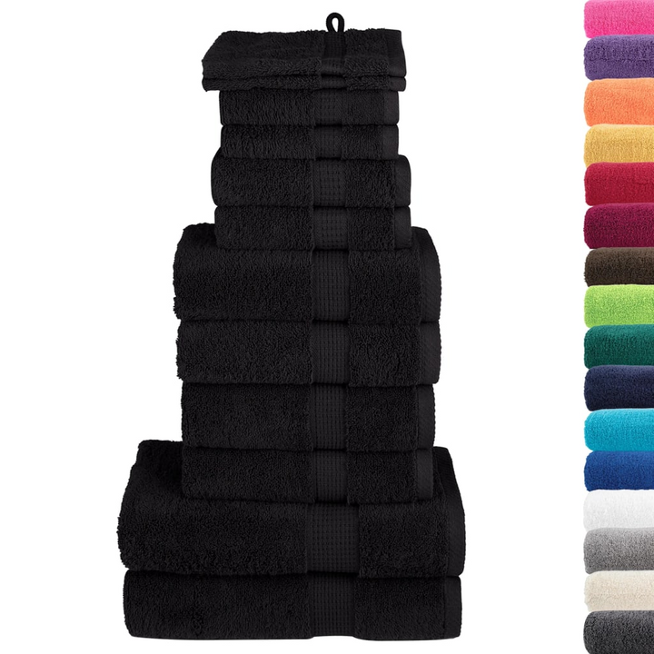 SOLUND 12 Piece Premium Black Towel Set 600 gsm - Luxury Cotton Towels for Home & Commercial Use - Premium  from Home Treasures - Just £83.99! Shop now at Home Treasures