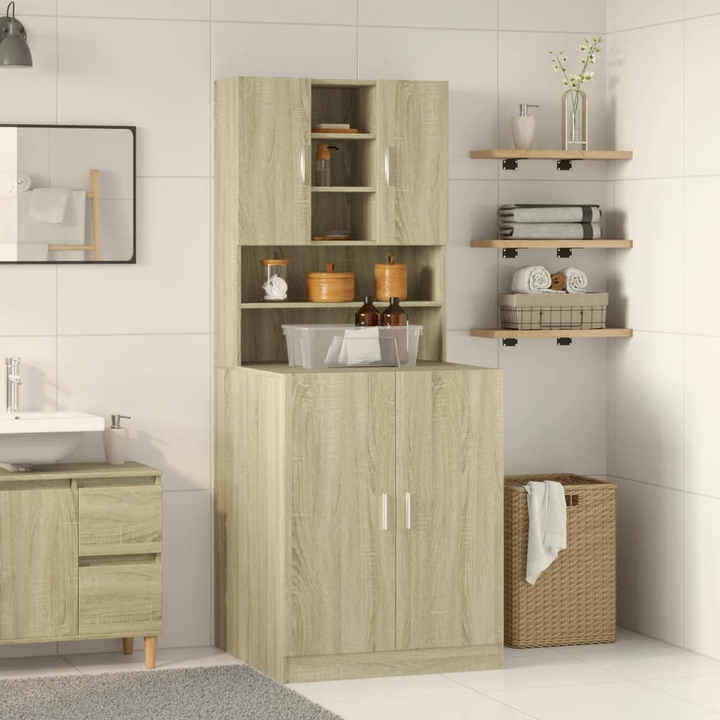 2-Piece Sonoma Oak Engineered Wood Washing Machine Cabinets - Optimal Storage Solution for Bathroom & Laundry Room - Premium  from Home Treasures - Just £159.99! Shop now at Home Treasures