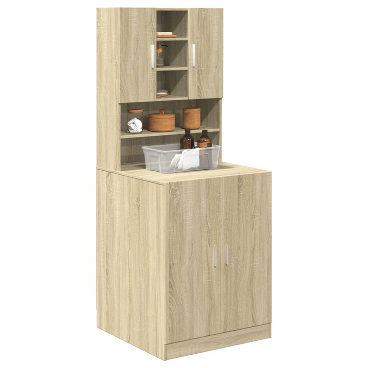 2-Piece Sonoma Oak Engineered Wood Washing Machine Cabinets - Optimal Storage Solution for Bathroom & Laundry Room - Premium  from Home Treasures - Just £159.99! Shop now at Home Treasures