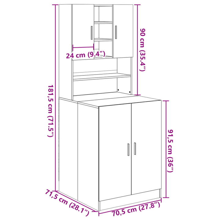 2-Piece Sonoma Oak Engineered Wood Washing Machine Cabinets - Optimal Storage Solution for Bathroom & Laundry Room - Premium  from Home Treasures - Just £159.99! Shop now at Home Treasures