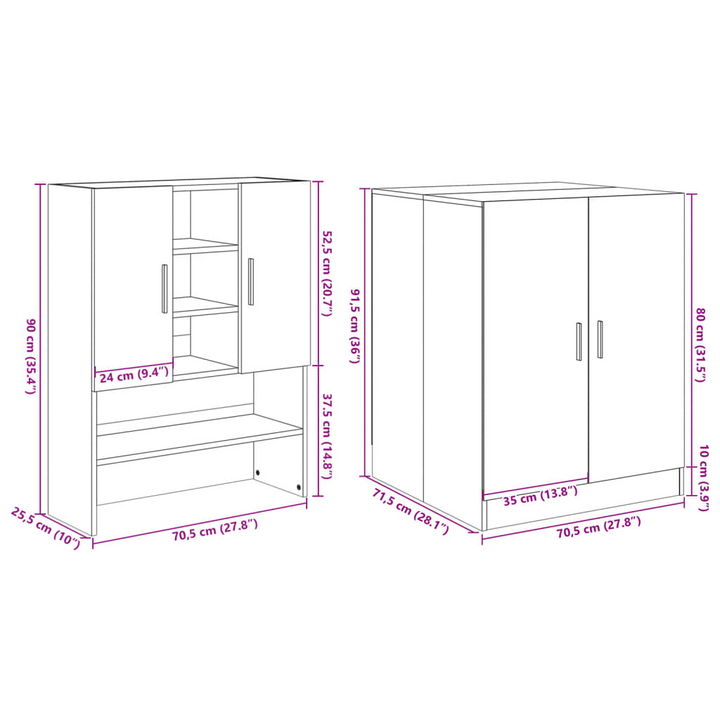 2-Piece Sonoma Oak Engineered Wood Washing Machine Cabinets - Optimal Storage Solution for Bathroom & Laundry Room - Premium  from Home Treasures - Just £159.99! Shop now at Home Treasures