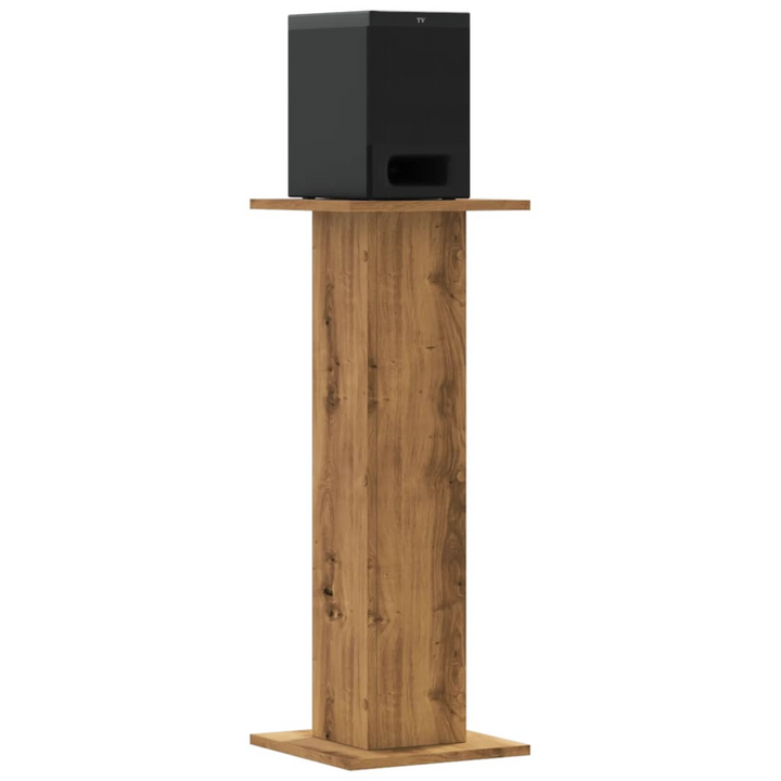 Set of 2 Artisian Oak Speaker Stands - Durable Engineered Wood, 80cm Height, 60kg Capacity - Enhance Audio Experience - Premium  from Home Treasures - Just £80.99! Shop now at Home Treasures