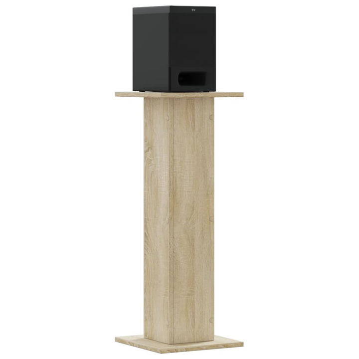 Speaker Stands - Set of 2 in Sonoma Oak Finish, 30x30x80 cm - Durable Engineered Wood, Hollow Design for Sound Quality Enhancement - Premium  from Home Treasures - Just £68.99! Shop now at Home Treasures