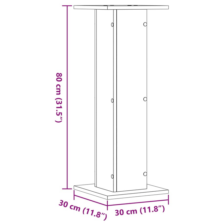 Speaker Stands - Set of 2 in Sonoma Oak Finish, 30x30x80 cm - Durable Engineered Wood, Hollow Design for Sound Quality Enhancement - Premium  from Home Treasures - Just £68.99! Shop now at Home Treasures