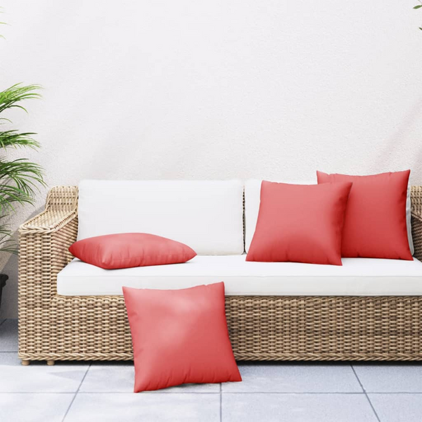 Red Sofa Cushions Set of 4 - 40x40 cm - Durable Polyester Fabric - Perfect for Indoor and Outdoor Use - Premium  from Home Treasures - Just £26.99! Shop now at Home Treasures