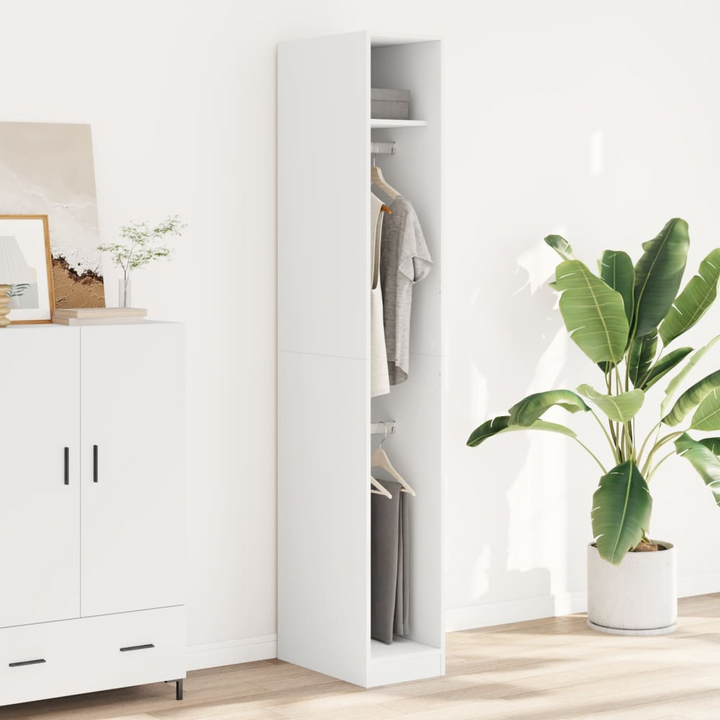 Slim Wardrobe in White 30x50x200 cm - Compact, Modern Engineered Wood Armoire with Ample Storage - Premium  from Home Treasures - Just £137.99! Shop now at Home Treasures