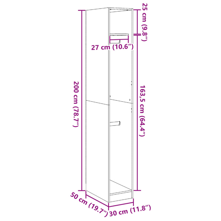 Slim Wardrobe in White 30x50x200 cm - Compact, Modern Engineered Wood Armoire with Ample Storage - Premium  from Home Treasures - Just £137.99! Shop now at Home Treasures