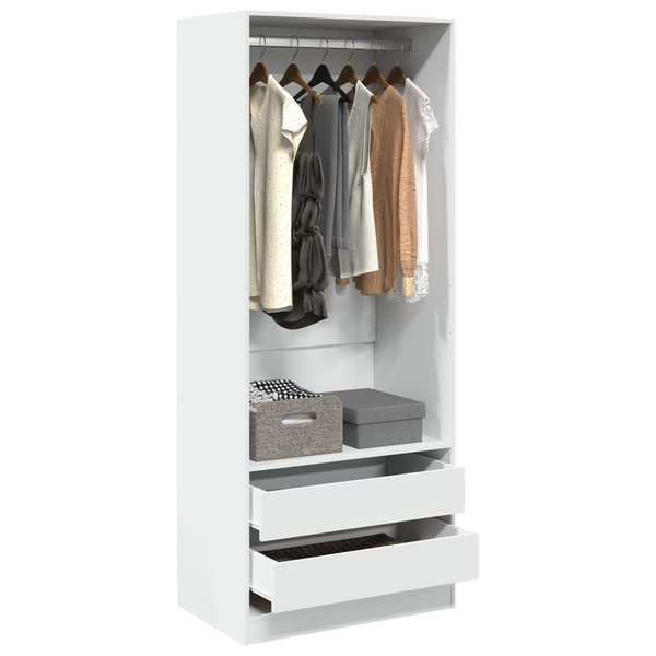 Stylish White Wardrobe 80x50x200 cm – Engineered Wood Closet with Ample Storage and Minimalist Design - Premium  from Home Treasures - Just £205.99! Shop now at Home Treasures