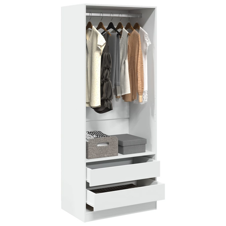 Stylish White Wardrobe 80x50x200 cm – Engineered Wood Closet with Ample Storage and Minimalist Design - Premium  from Home Treasures - Just £193.99! Shop now at Home Treasures