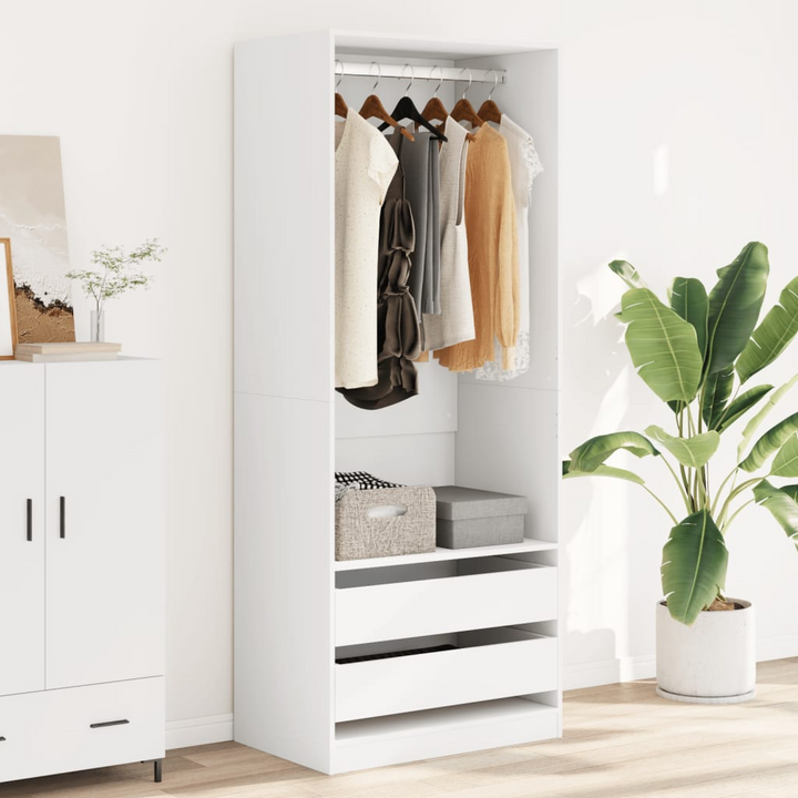 Stylish White Wardrobe 80x50x200 cm – Engineered Wood Closet with Ample Storage and Minimalist Design - Premium  from Home Treasures - Just £193.99! Shop now at Home Treasures