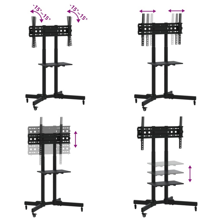 Mobile TV Stand on Wheels - Adjustable Height & Tilt, For 32-70 Inch Screens, VESA Up to 600x400 mm, Max Load 50kg - Premium  from Home Treasures - Just £86.99! Shop now at Home Treasures