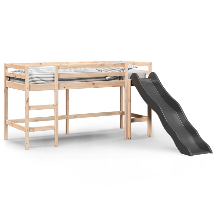 Children s Loft Bed 90x190 cm - Solid Pine Wood Mid Sleeper with Slide & Safety Guardrails - Premium  from Home Treasures - Just £227.99! Shop now at Home Treasures