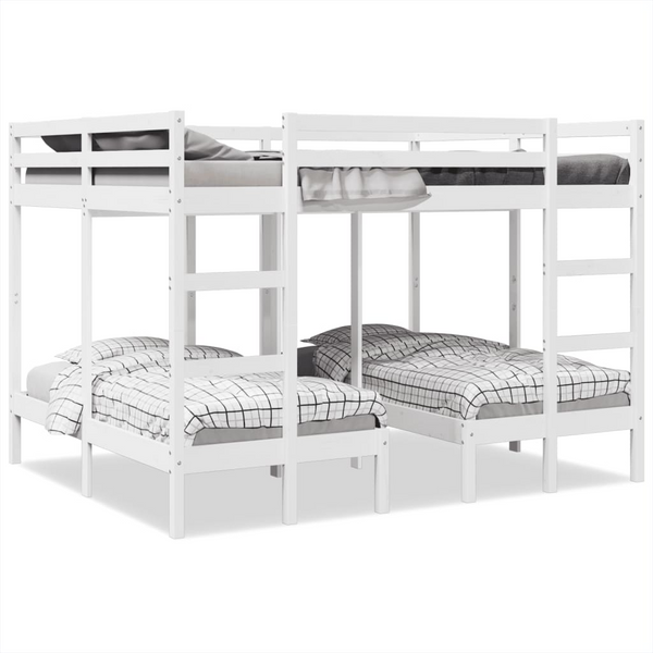 Solid Wood Triple Bunk Bed Frame in White, Space-Saving, 140x200/70x140 cm | Perfect for Families and Guests - Premium  from Home Treasures - Just £487.99! Shop now at Home Treasures