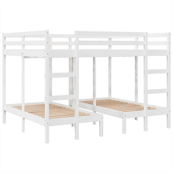 Solid Wood Triple Bunk Bed Frame in White, Space-Saving, 140x200/70x140 cm | Perfect for Families and Guests - Premium  from Home Treasures - Just £487.99! Shop now at Home Treasures