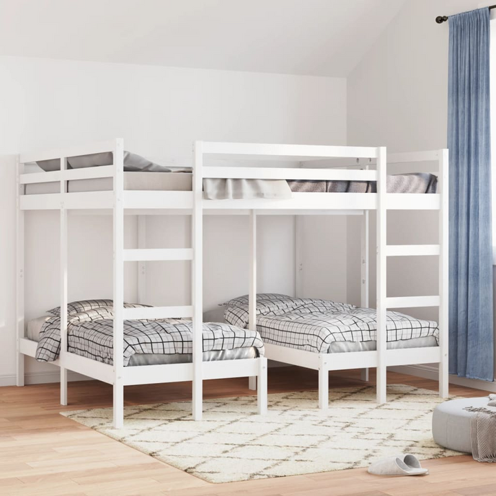 Solid Wood Triple Bunk Bed Frame in White, Space-Saving, 140x200/70x140 cm | Perfect for Families and Guests - Premium  from Home Treasures - Just £487.99! Shop now at Home Treasures