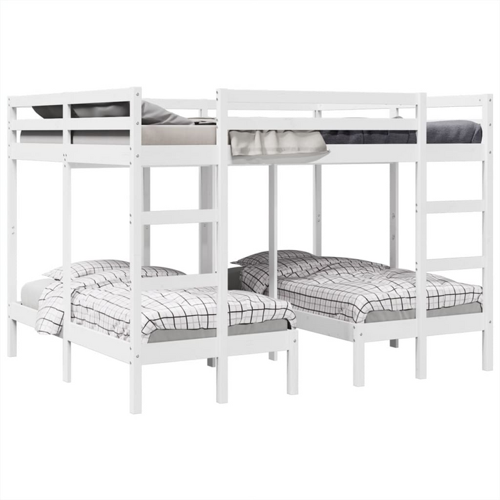 Solid Wood Triple Bunk Bed Frame in White, Space-Saving, 140x200/70x140 cm | Perfect for Families and Guests - Premium  from Home Treasures - Just £487.99! Shop now at Home Treasures