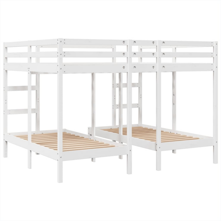 Solid Wood Triple Bunk Bed Frame in White, Space-Saving, 140x200/70x140 cm | Perfect for Families and Guests - Premium  from Home Treasures - Just £487.99! Shop now at Home Treasures