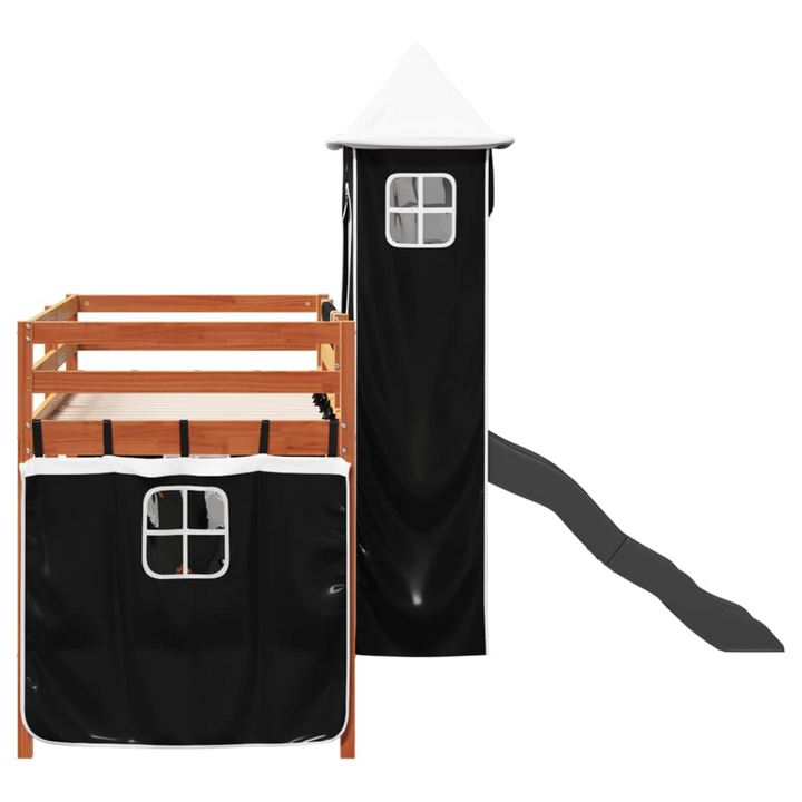 Children's Loft Bed with Tower in White & Black 90x190 cm | Solid Pine Wood | Fun Slide & Safety Guardrails - Premium  from Home Treasures - Just £328.99! Shop now at Home Treasures