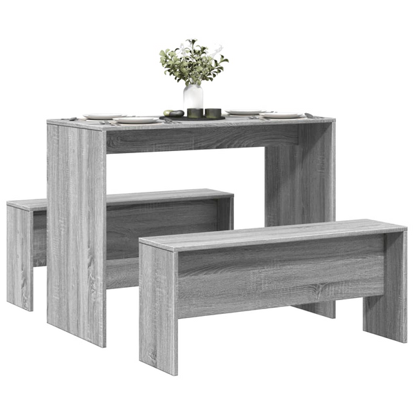 3 Piece Dining Table and Bench Set in Grey Sonoma - Perfect for Family Meals - Premium  from Home Treasures - Just £83.99! Shop now at Home Treasures