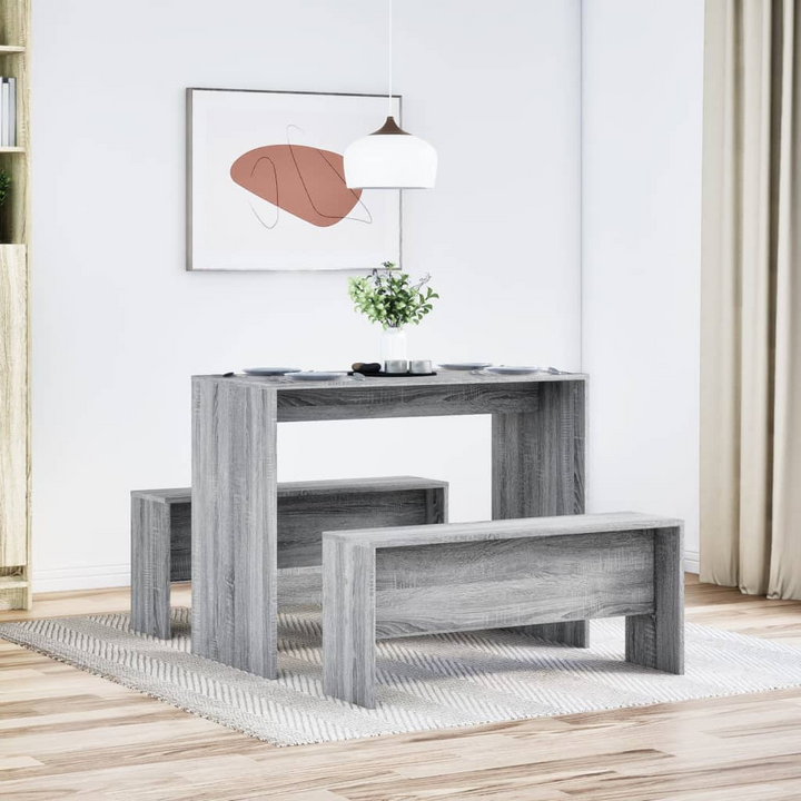 3 Piece Dining Table and Bench Set in Grey Sonoma - Perfect for Family Meals - Premium  from Home Treasures - Just £83.99! Shop now at Home Treasures