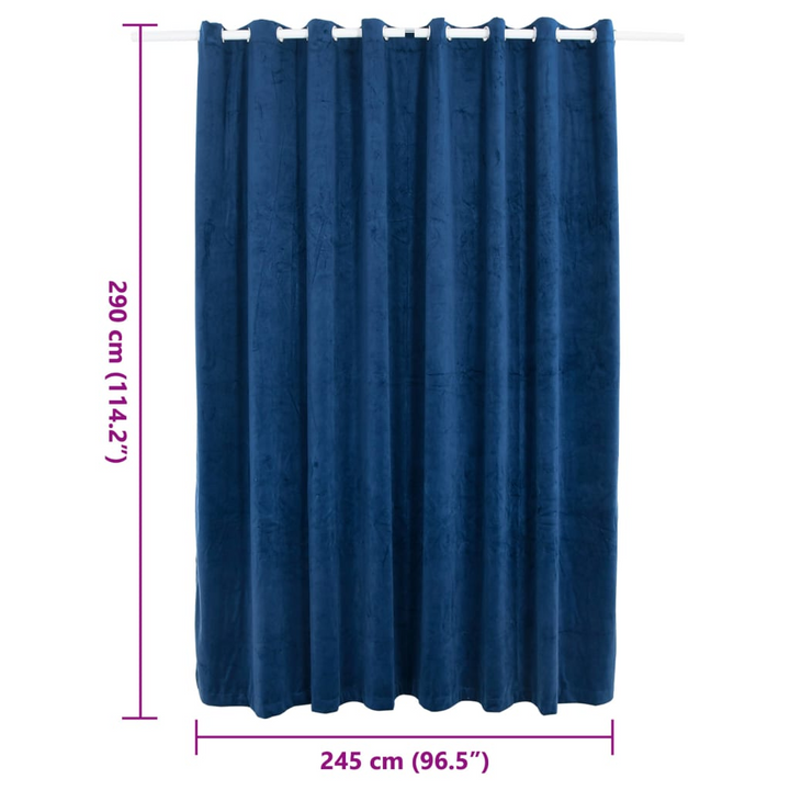 Luxurious Dark Blue Velvet Blackout Curtain with Metal Rings - 290x245 cm - Premium  from Home Treasures - Just £44.99! Shop now at Home Treasures