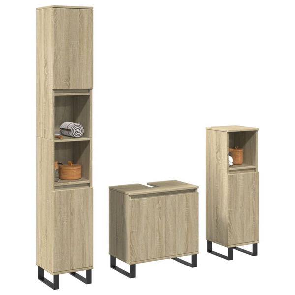 3 Piece Bathroom Furniture Set in Sonoma Oak | Modern Design | Ample Storage | Engineered Wood - Premium  from Home Treasures - Just £205.99! Shop now at Home Treasures