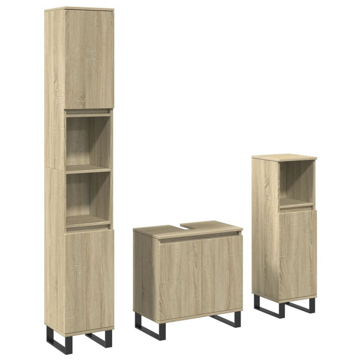 3 Piece Bathroom Furniture Set in Sonoma Oak | Modern Design | Ample Storage | Engineered Wood - Premium  from Home Treasures - Just £205.99! Shop now at Home Treasures