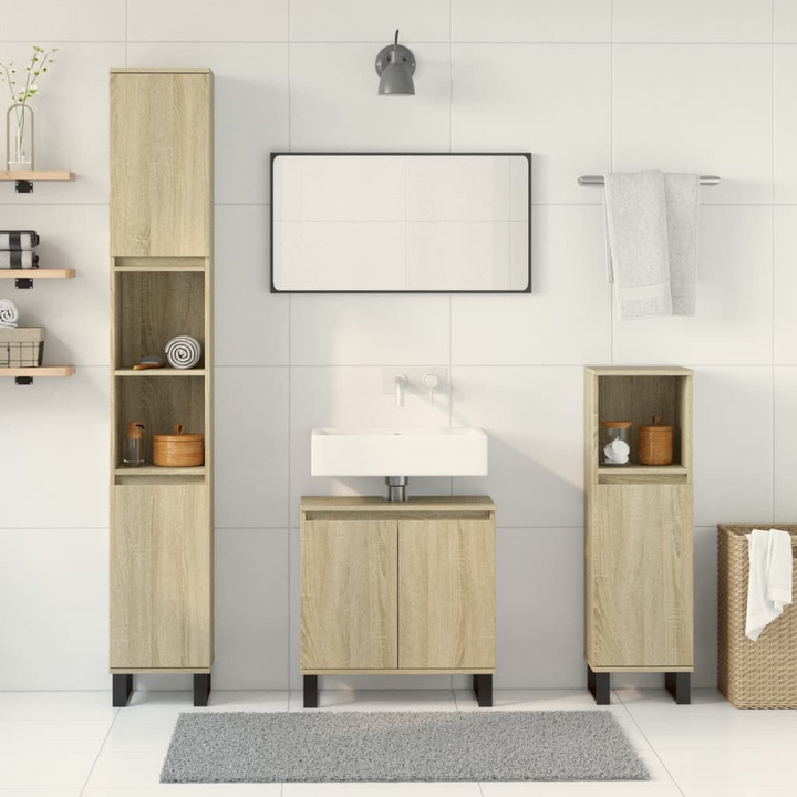 3 Piece Bathroom Furniture Set in Sonoma Oak | Modern Design | Ample Storage | Engineered Wood - Premium  from Home Treasures - Just £205.99! Shop now at Home Treasures