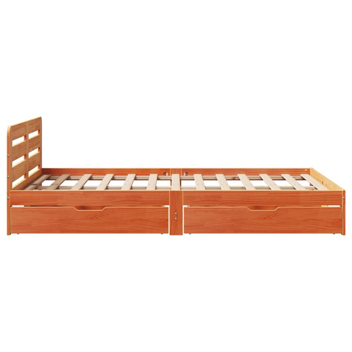 Solid Pine Wood Bed Frame with Storage Drawers, Wax Brown Finish, 140x200 cm - Durable & Stylish Bed Base - Premium  from Home Treasures - Just £231.99! Shop now at Home Treasures