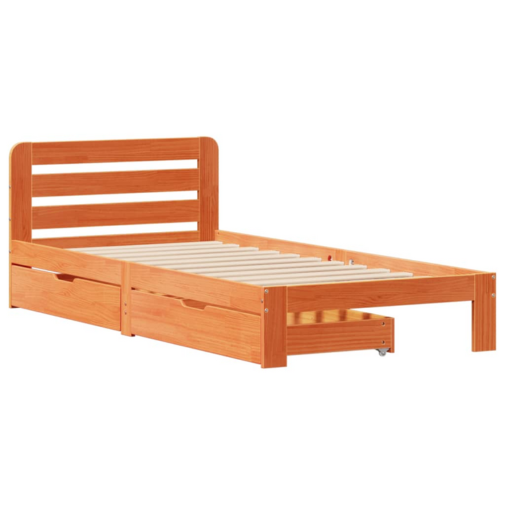 Stylish Solid Pine Wood Bed Frame without Mattress, Wax Brown, 90x200 cm - Durable & Space-Saving - Premium  from Home Treasures - Just £183.99! Shop now at Home Treasures