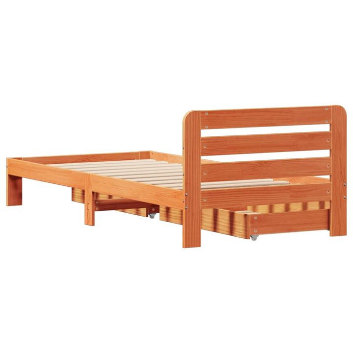 Stylish Solid Pine Wood Bed Frame without Mattress, Wax Brown, 90x200 cm - Durable & Space-Saving - Premium  from Home Treasures - Just £183.99! Shop now at Home Treasures