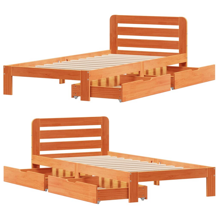 Stylish Solid Pine Wood Bed Frame without Mattress, Wax Brown, 90x200 cm - Durable & Space-Saving - Premium  from Home Treasures - Just £183.99! Shop now at Home Treasures