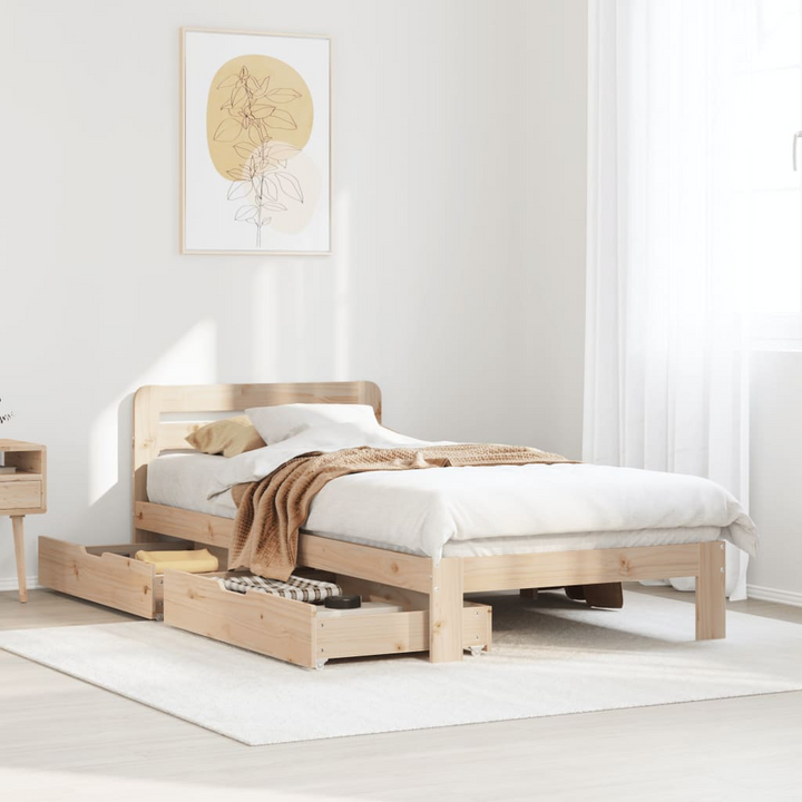 Solid Pine Wood Bed Frame with Storage Drawers (100x200 cm) - Sturdy & Stylish Bed Base - Premium  from Home Treasures - Just £163.99! Shop now at Home Treasures